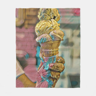 Vintage ice cream cone fleece blanket