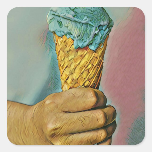 Vintage ice cream cone square sticker (Front)