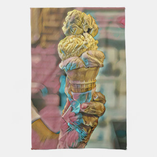 Vintage ice cream cone tea towel