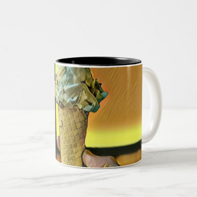Vintage ice cream cone Two-Tone coffee mug (Front Right)