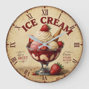 Vintage Ice Cream Large Clock