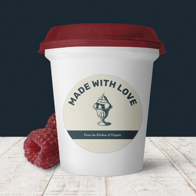 Vintage Ice Cream Made with Love Label Sticker (Vintage Ice Cream Made with Love Label Sticker)