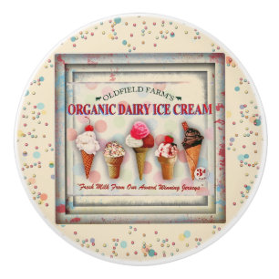 Vintage ice cream parlour sign ceramic knob