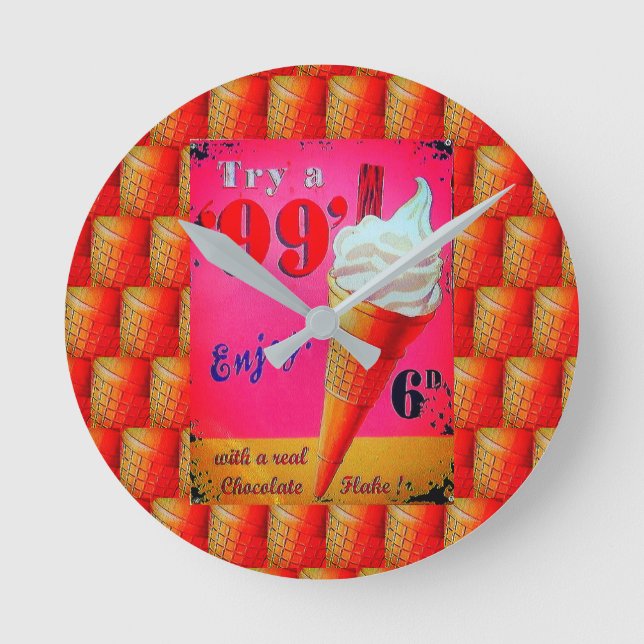 Vintage ice cream parlour sign clock (Front)