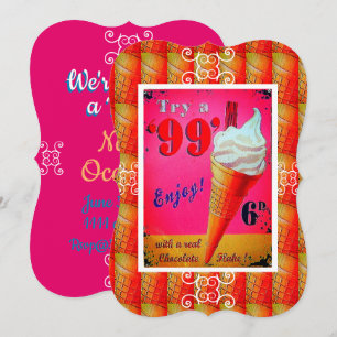 Vintage ice cream parlour sign invitation
