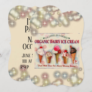 Vintage ice cream parlour sign invitation