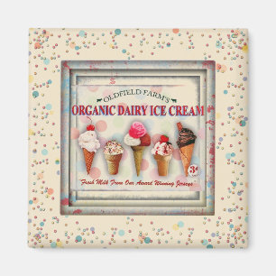 Vintage ice cream parlour sign magnet