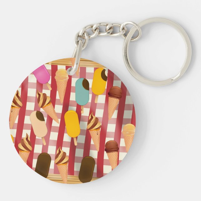 Vintage Ice Cream Picnic Key Ring (Back)