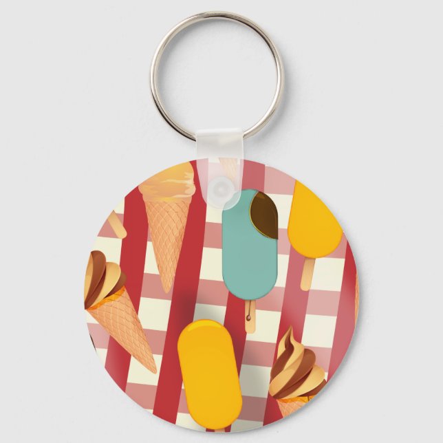 Vintage Ice Cream Picnic Key Ring (Front)