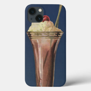 Vintage Ice Cream Shake, Whipped Cream & Cherry iPhone 13 Case