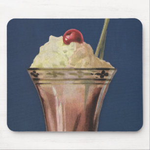 Vintage Ice Cream Shake, Whipped Cream & Cherry Mouse Mat