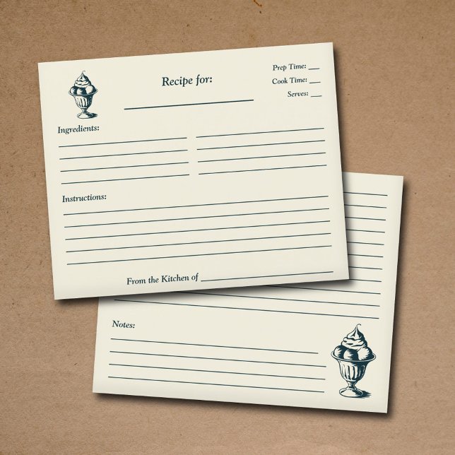 Vintage Ice Cream Sundae Bridal Shower Recipe Card (Vintage Ice Cream Sundae Bridal Shower Recipe Card)