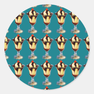 Vintage Ice Cream Sundae Classic Round Sticker