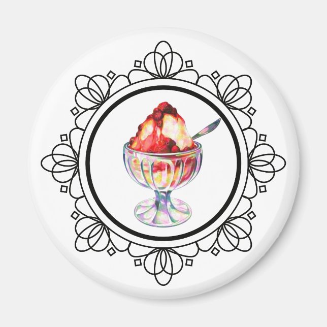 Vintage ice cream sundae elegant magnet (Front)