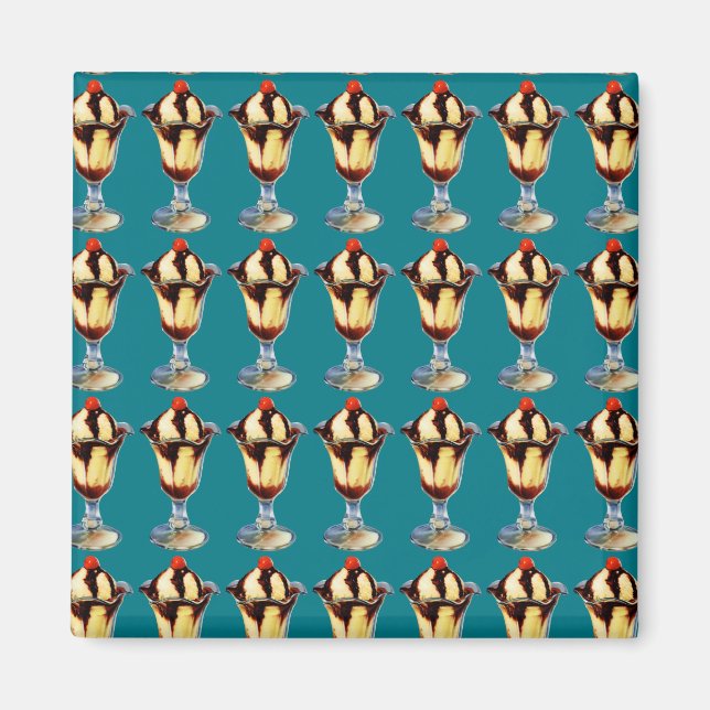 Vintage Ice Cream Sundae Magnet (Front)