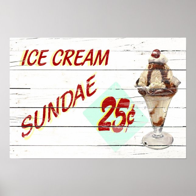 Vintage Ice Cream Sundae Poster (Front)