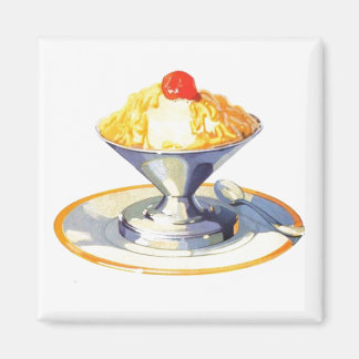 Vintage ice cream sundae retro dessert magnet