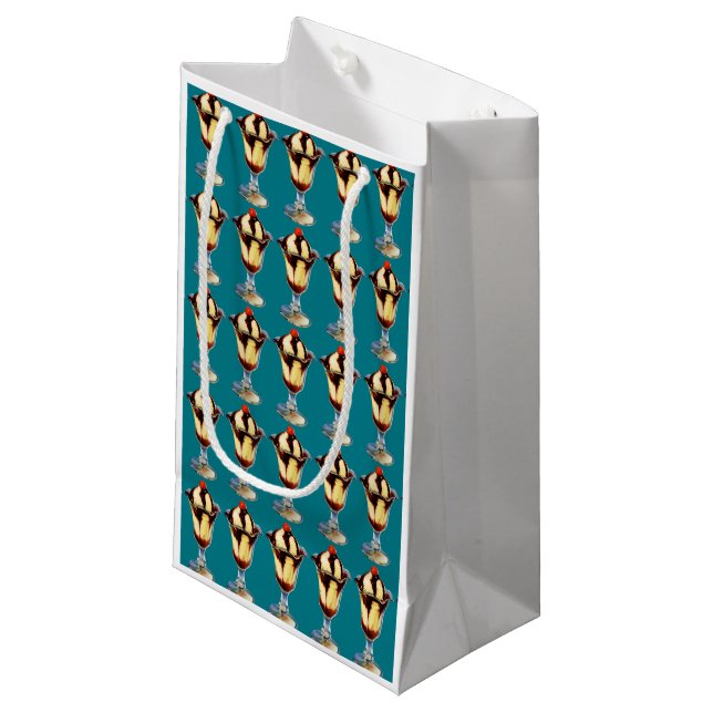 Vintage Ice Cream Sundae Small Gift Bag (Front Angled)