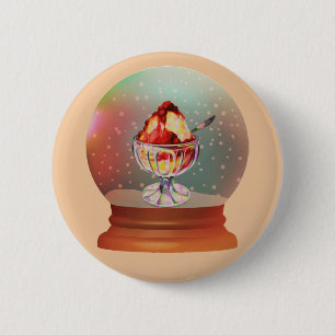 Vintage Ice cream Sundae snow globe button