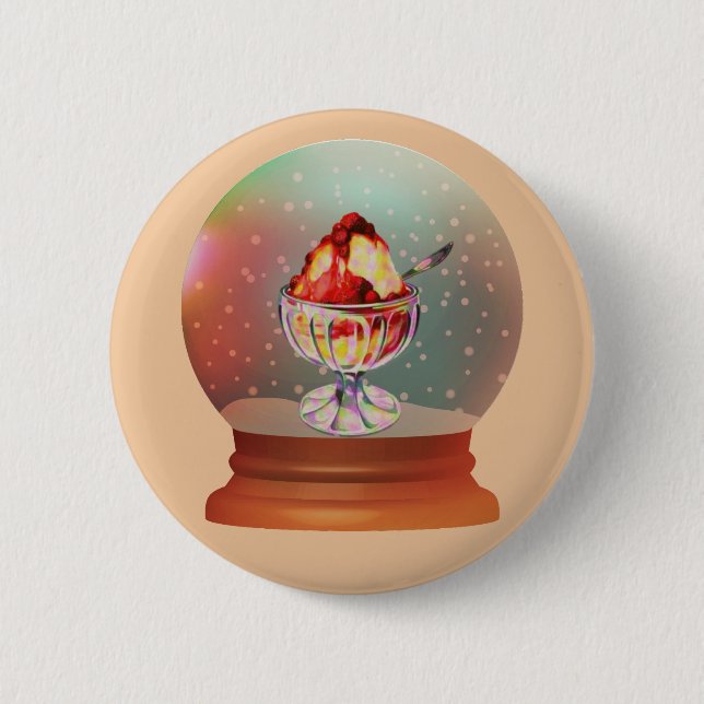 Vintage Ice cream Sundae snow globe button (Front)