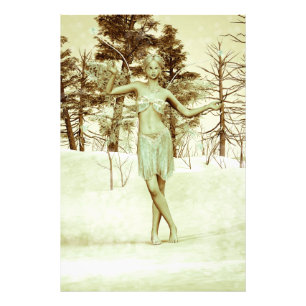 Vintage Ice Fairy in Winter Woodland Photo Print