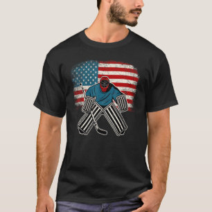 Vintage Ice Hockey Goalie Distressed US Flag Hocke T-Shirt