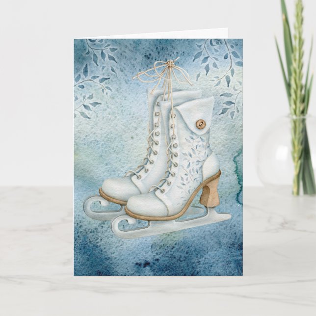 Vintage Ice Skate Christmas Card (Front)