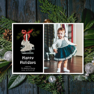 Vintage Ice Skates Flat Holiday Card