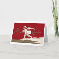 Vintage Ice Skating Messenger Boy with Xmas