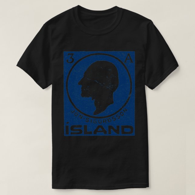 Vintage Icelandic Postage Stamp Design T-Shirt (Design Front)