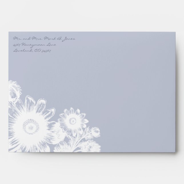 Vintage Icicle lavender Flowers Wedding Envelopes (Front)
