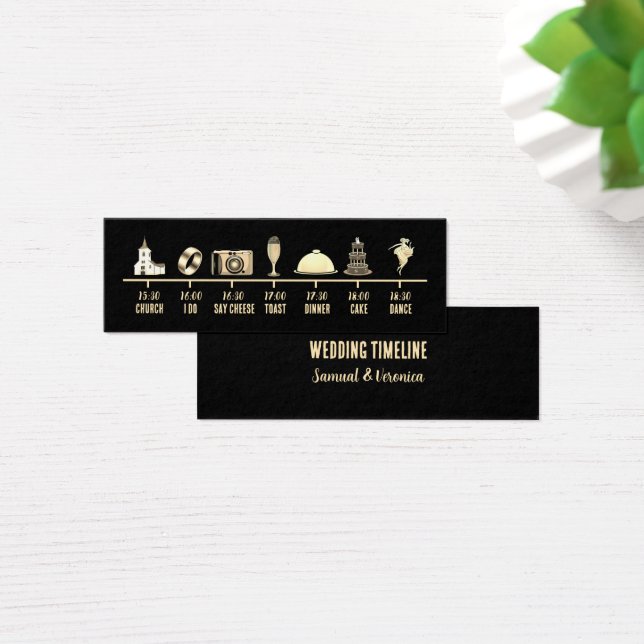 Vintage Icon Wedding Timeline Mini Card (Desk)