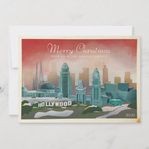 Vintage Iconic Los Angeles Winter Non-Photo Holiday Card