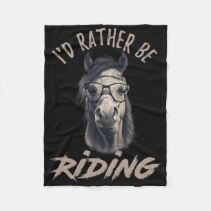 Vintage Id Rather Be Riding Horse Fleece Blanket