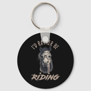 Vintage Id Rather Be Riding Horse Key Ring