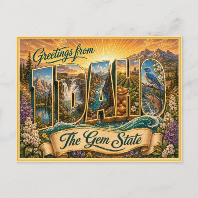 Vintage Idaho Greeting From Postcard (Front)