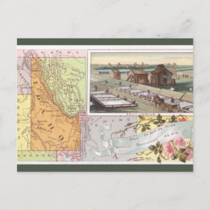 Vintage Idaho Map Postcard