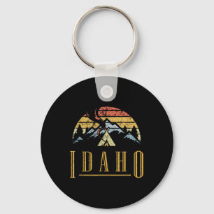 Vintage Idaho Mountains Camping Campfire Retro T S Key Ring