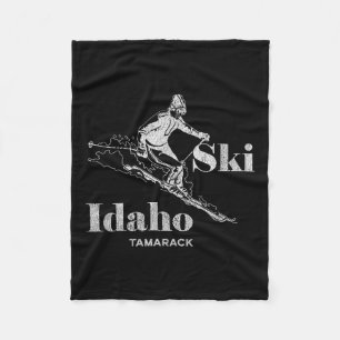 Vintage Idaho Tamarack Skiing Tee Fleece Blanket