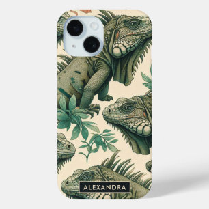 Vintage Iguana Pattern iPhone 15 Case
