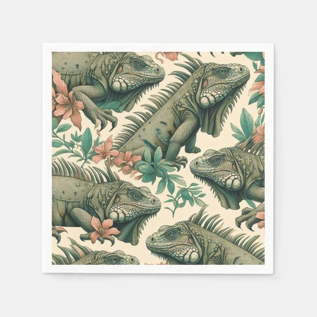Vintage Iguana Pattern Napkin (Front)