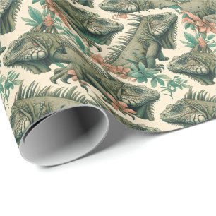 Vintage Iguana Pattern Wrapping Paper