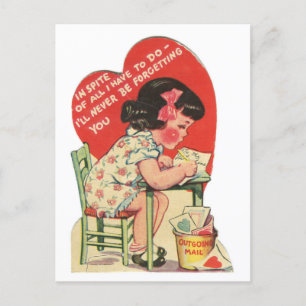 Vintage I'll Never Be Forgetting You Valentine Postcard
