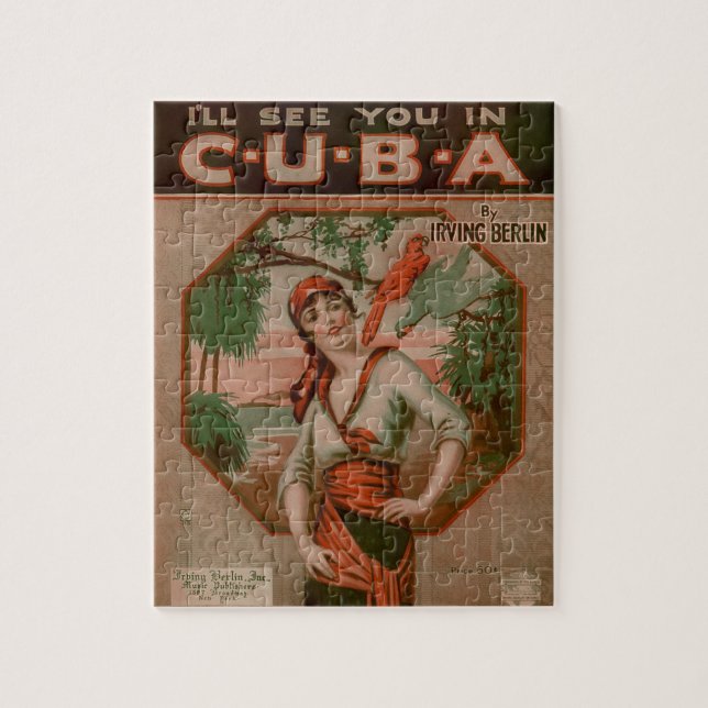 Vintage I'll See You in Cuba Travel Jigsaw Puzzle (Vertical)