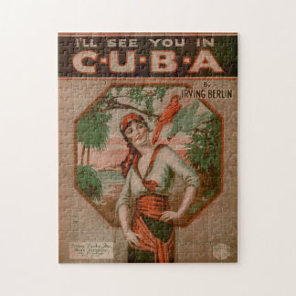 Vintage I'll See You in Cuba Travel Jigsaw Puzzle
