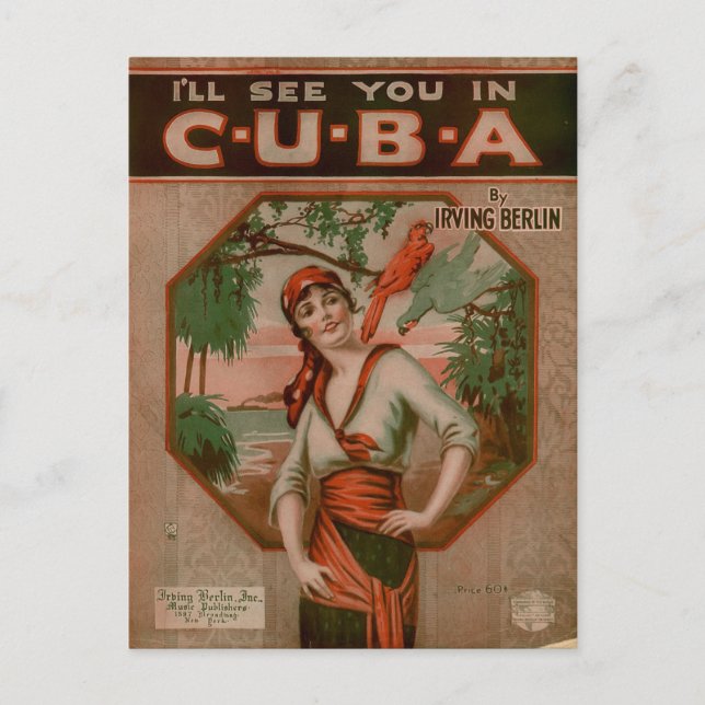 Vintage I'll See You in Cuba Travel Postcard (Front)