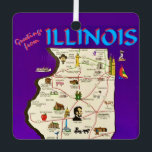 Vintage Illinois Greetings Metal Tree Decoration<br><div class="desc">A very old postcard Greeting from Illinois.</div>