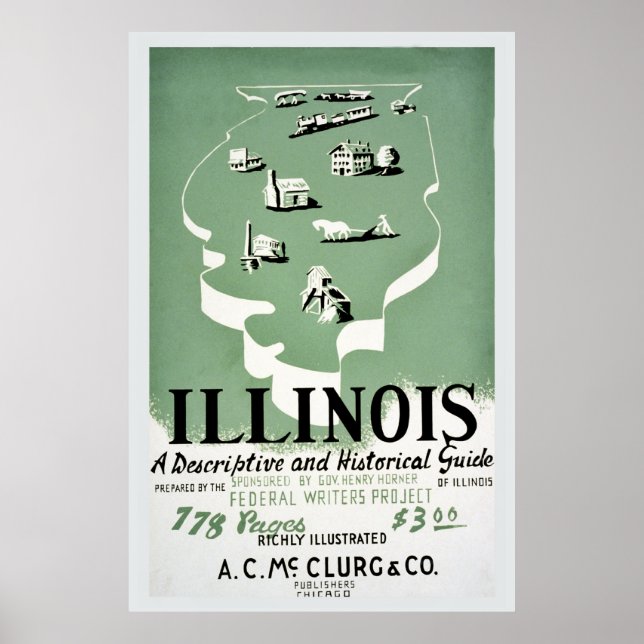 Vintage Illinois travel guide ad Poster (Front)
