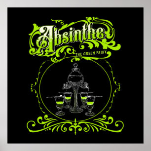 Vintage Illustrated Absinthe Set Poster