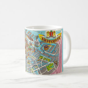 Vintage Illustrated Amsterdam Map Coffee Mug